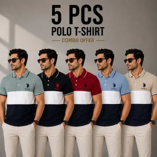 5 PCS Premium US Polo T-Shirt Combo thumbnail 1