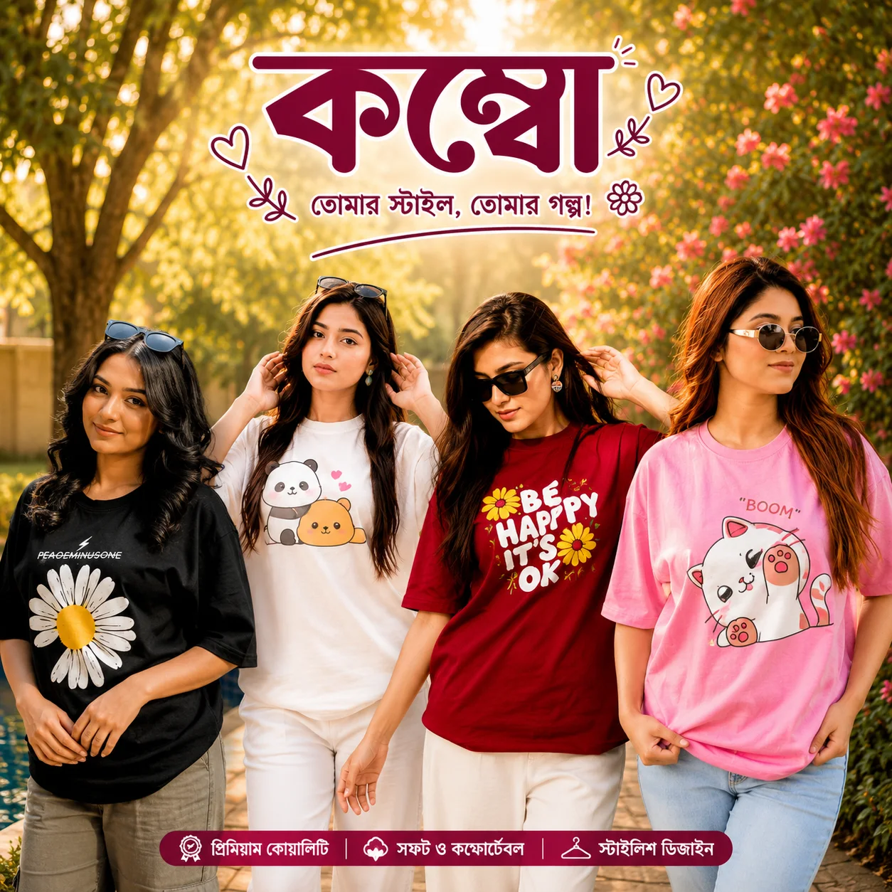 	 ৪ পিস টি-শার্ট কম্বো মাএ ৯৯৯ টাকা ( ফ্যাশন লাভার 2 )