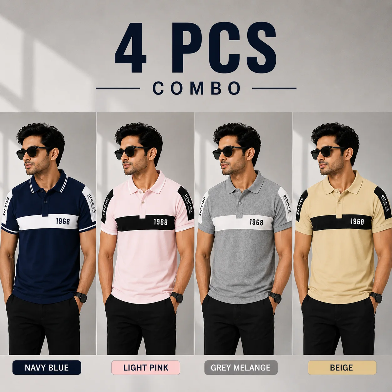 👕 4 PCS Premium Polo Shirt Combo