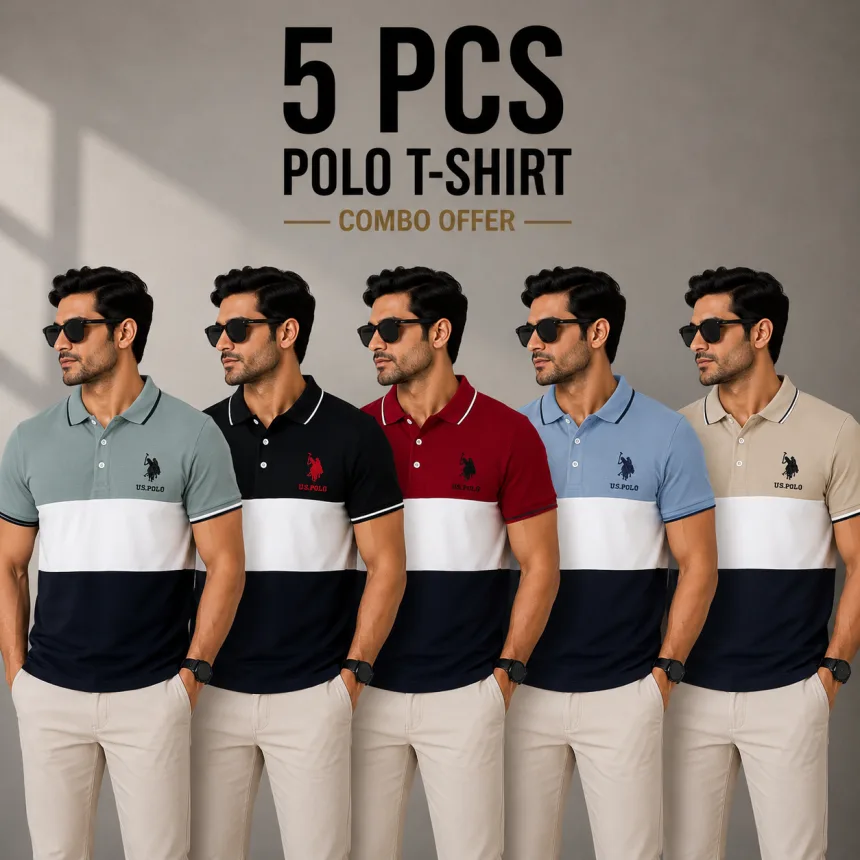 5 PCS Premium US Polo T-Shirt Combo